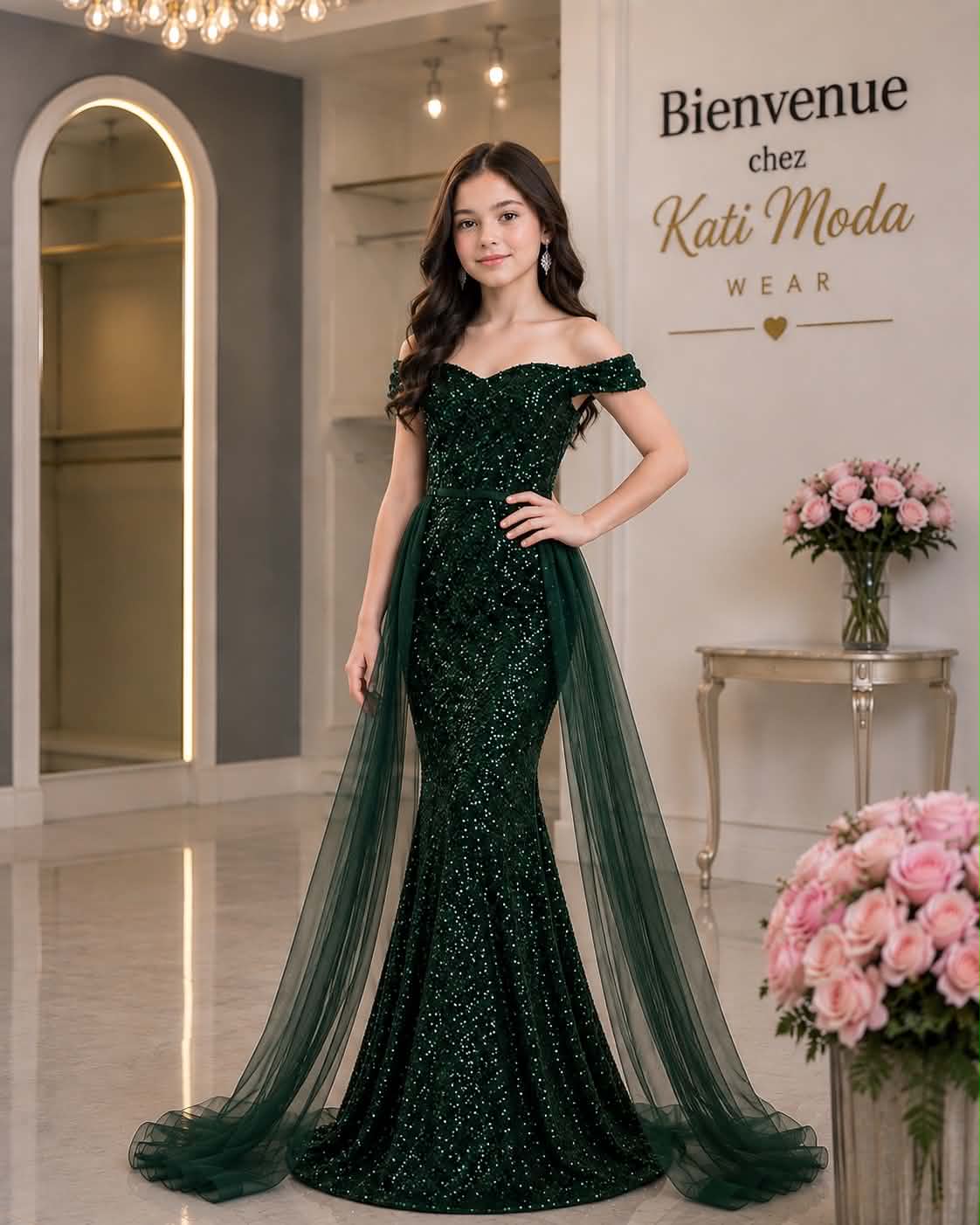 robe de soirée siréne avec voile
