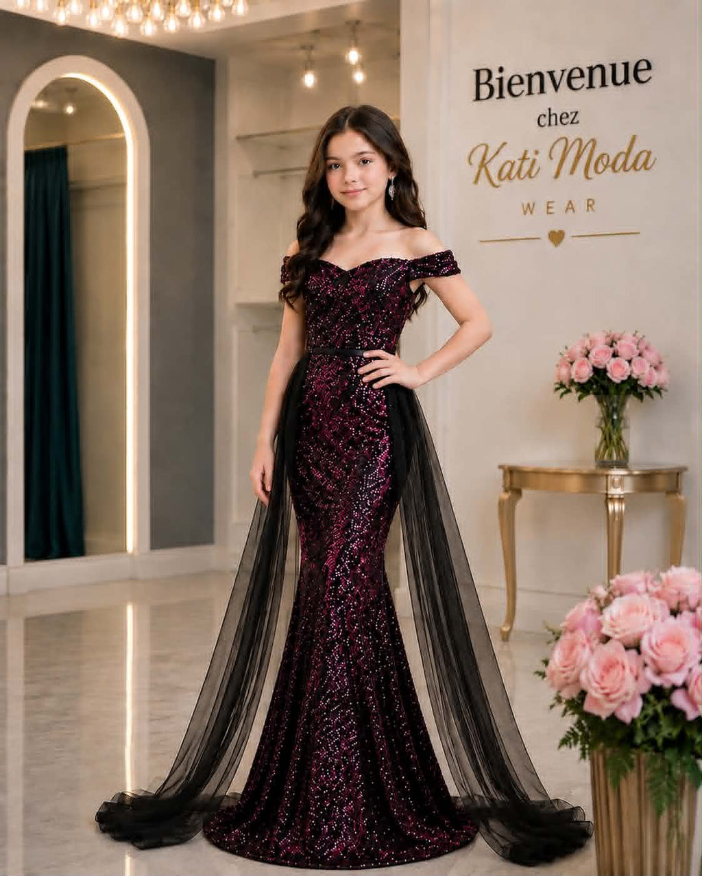 robe de soirée siréne avec voile