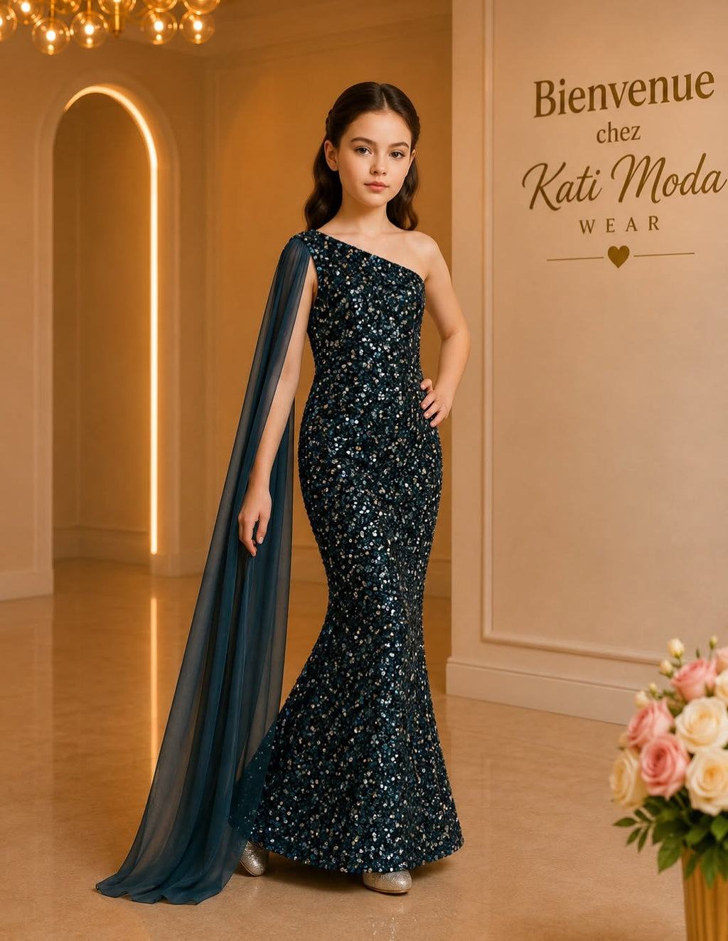 robe de soirée sirène avec foulard