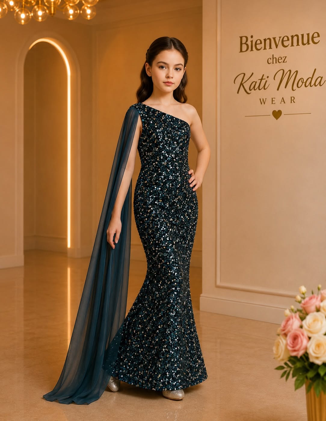 robe de soirée sirène avec foulard