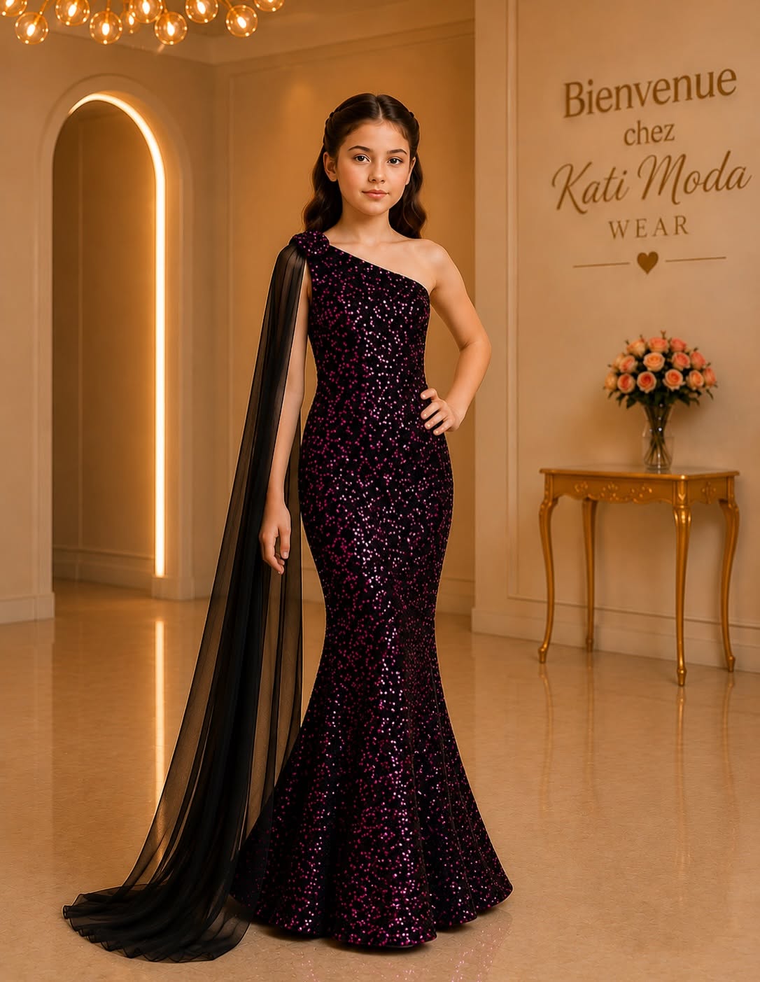 robe de soirée sirène avec foulard