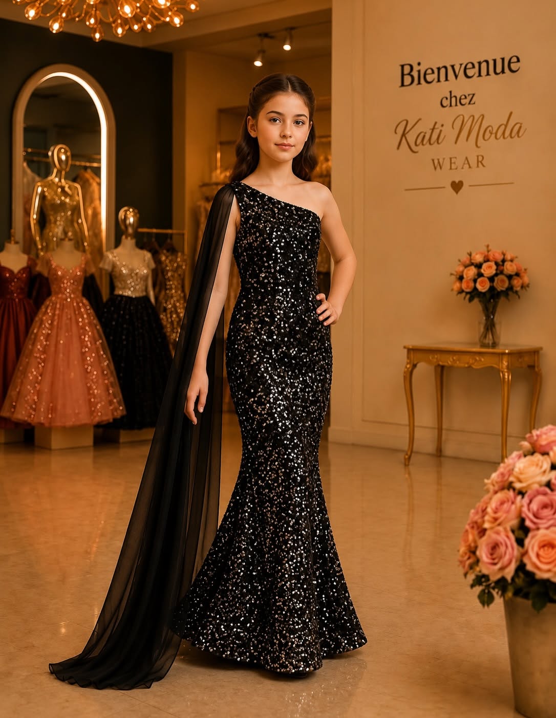 robe de soirée sirène avec foulard