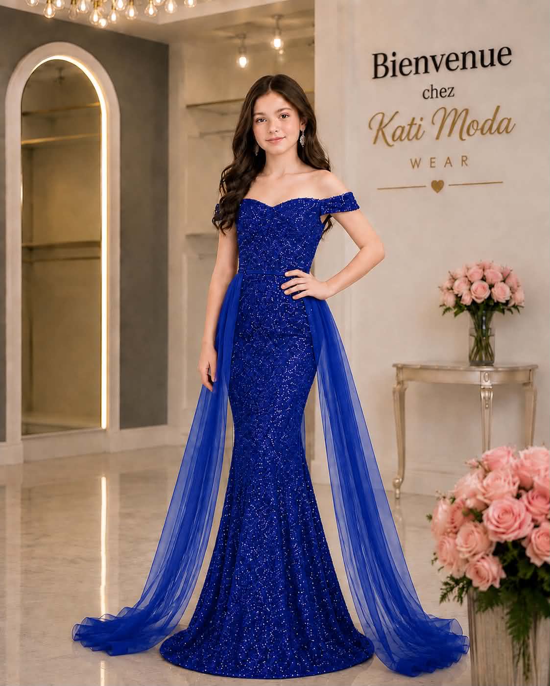 robe de soirée siréne avec voile