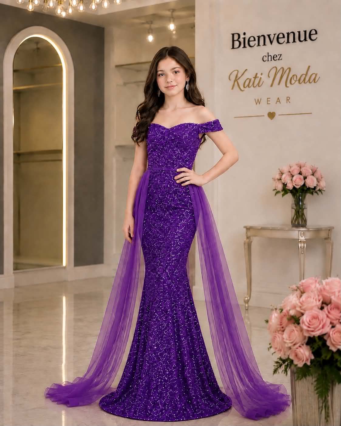 robe de soirée siréne avec voile