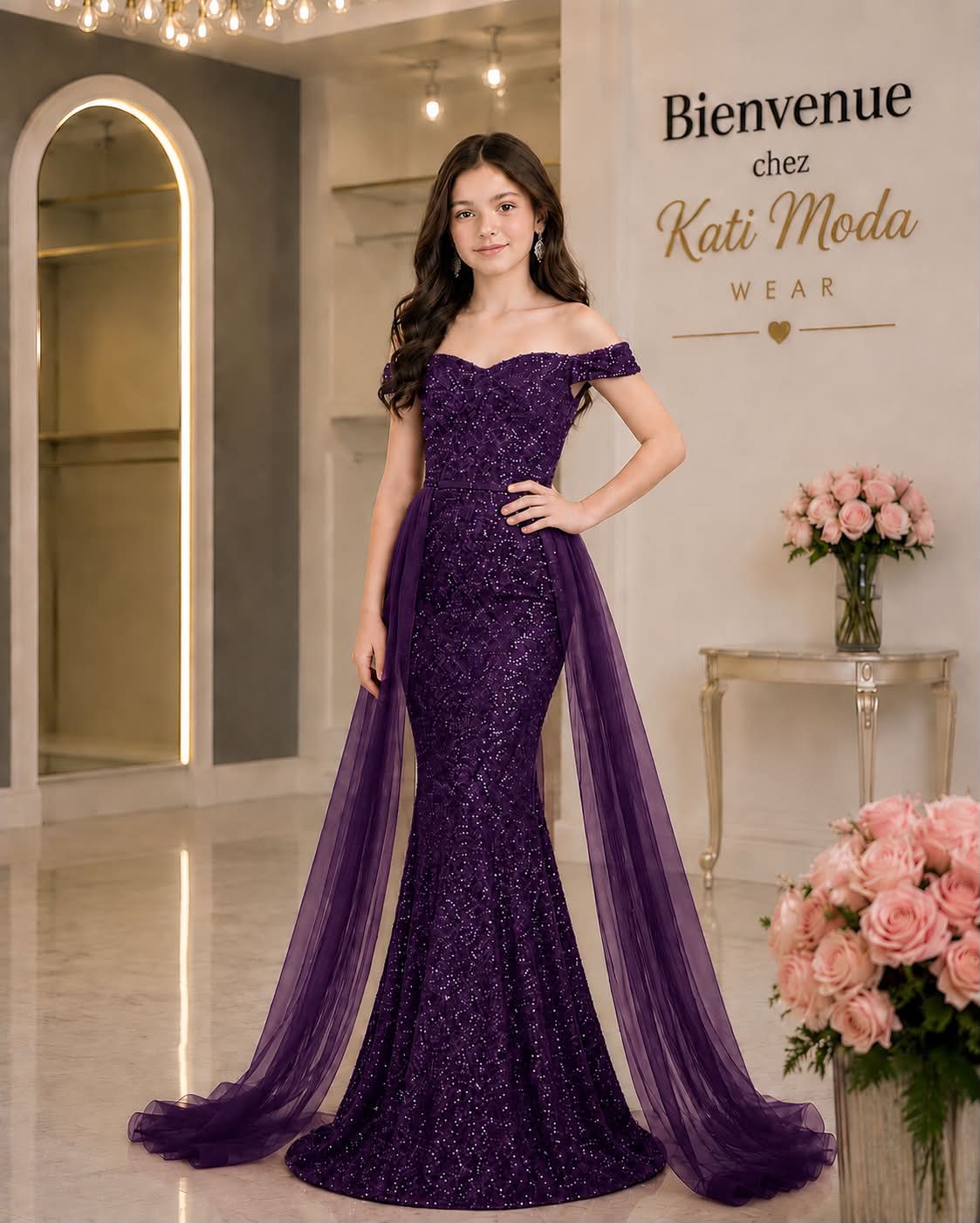 robe de soirée siréne avec voile