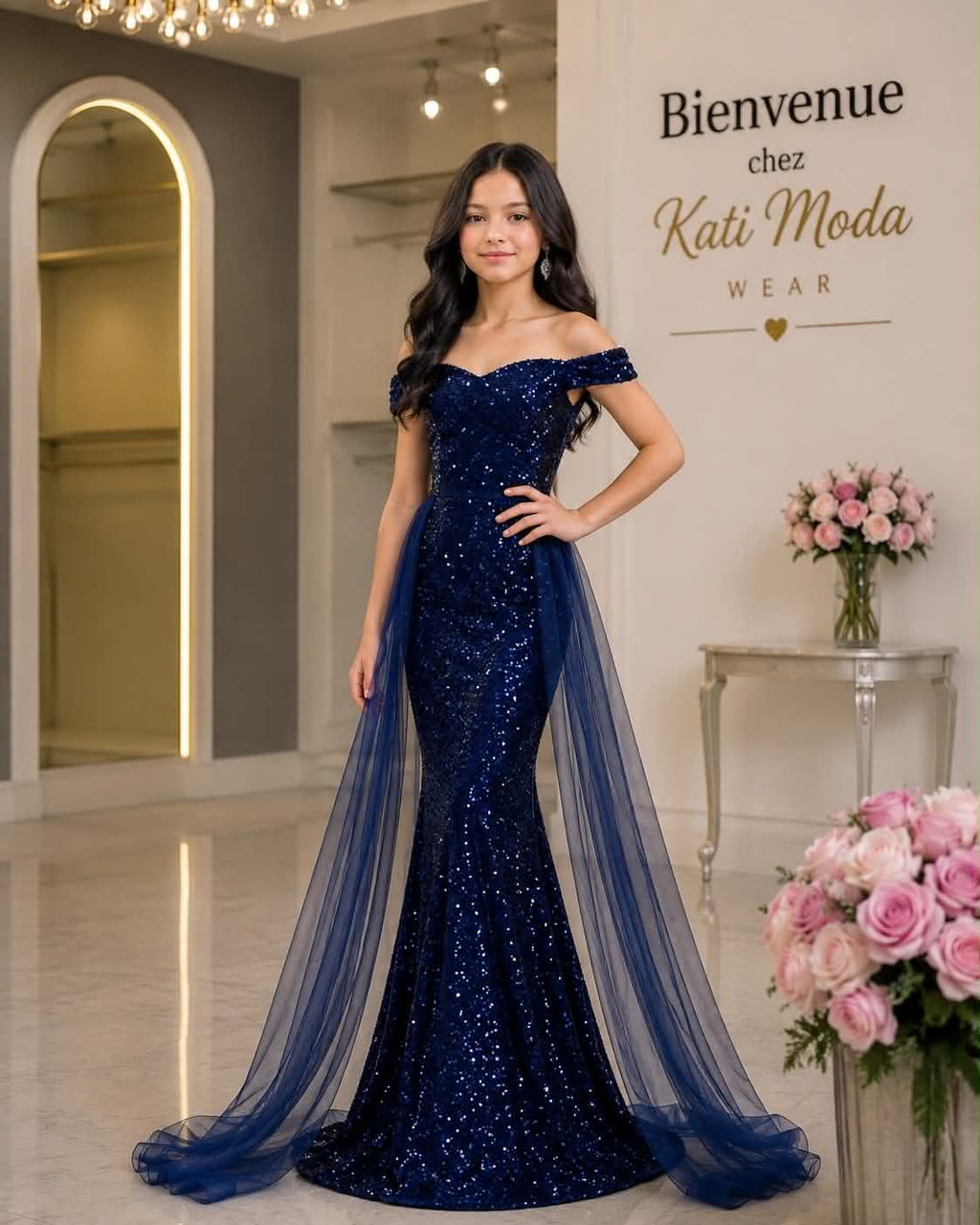 robe de soirée siréne avec voile