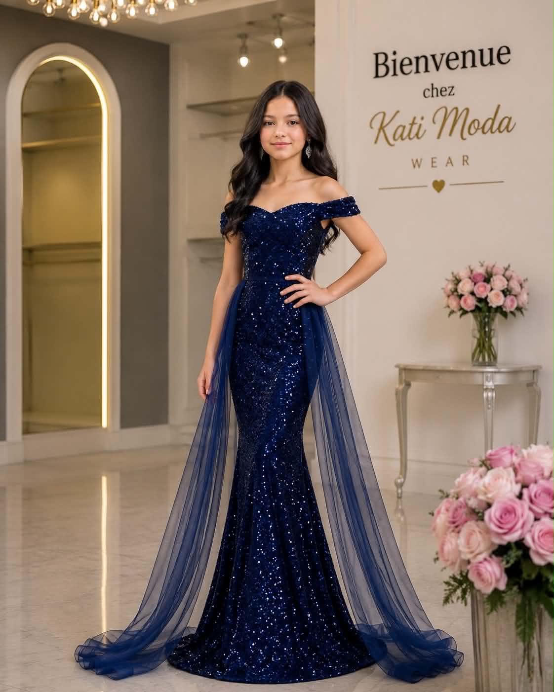 robe de soirée siréne avec voile