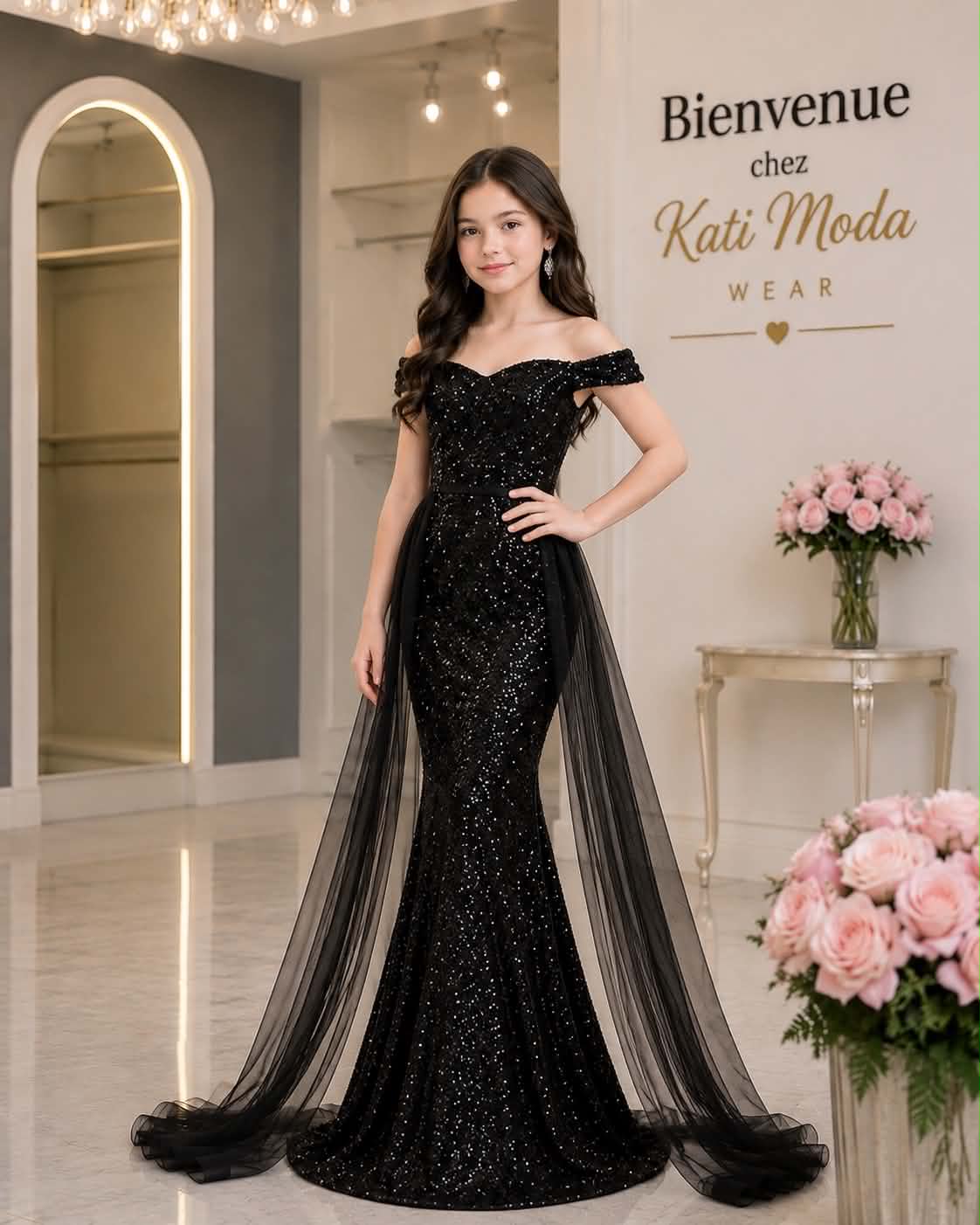 robe de soirée siréne avec voile
