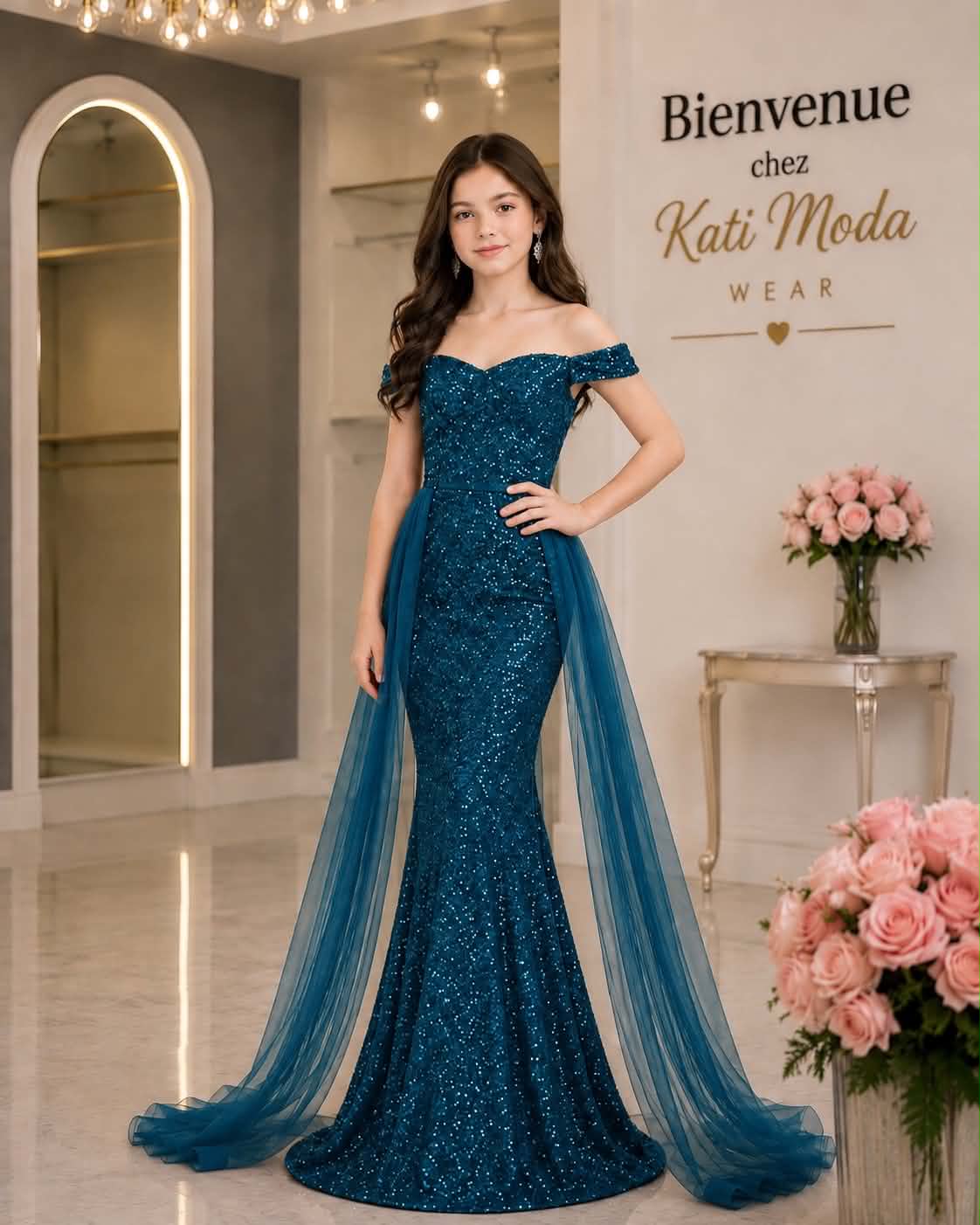 robe de soirée siréne avec voile