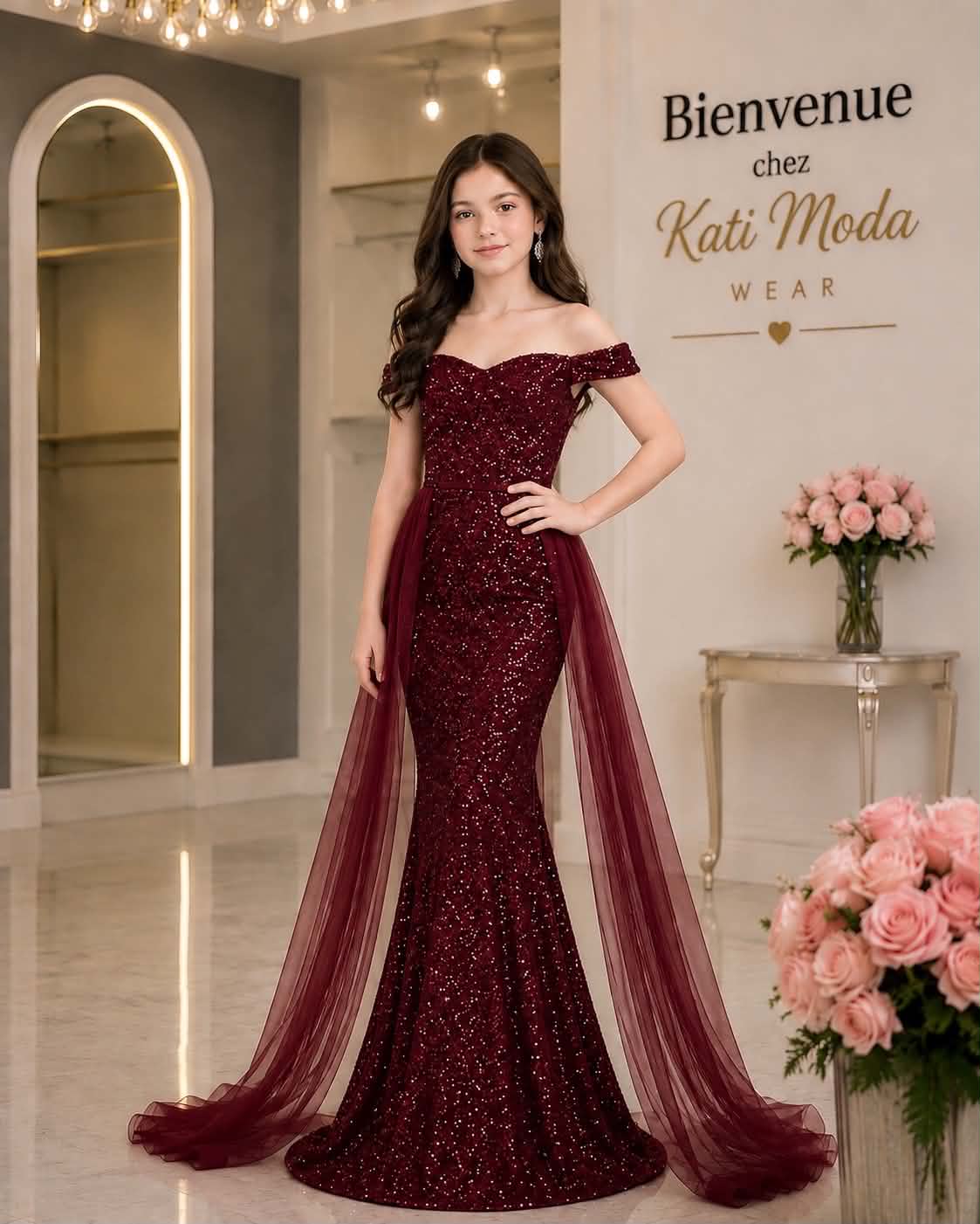 robe de soirée siréne avec voile
