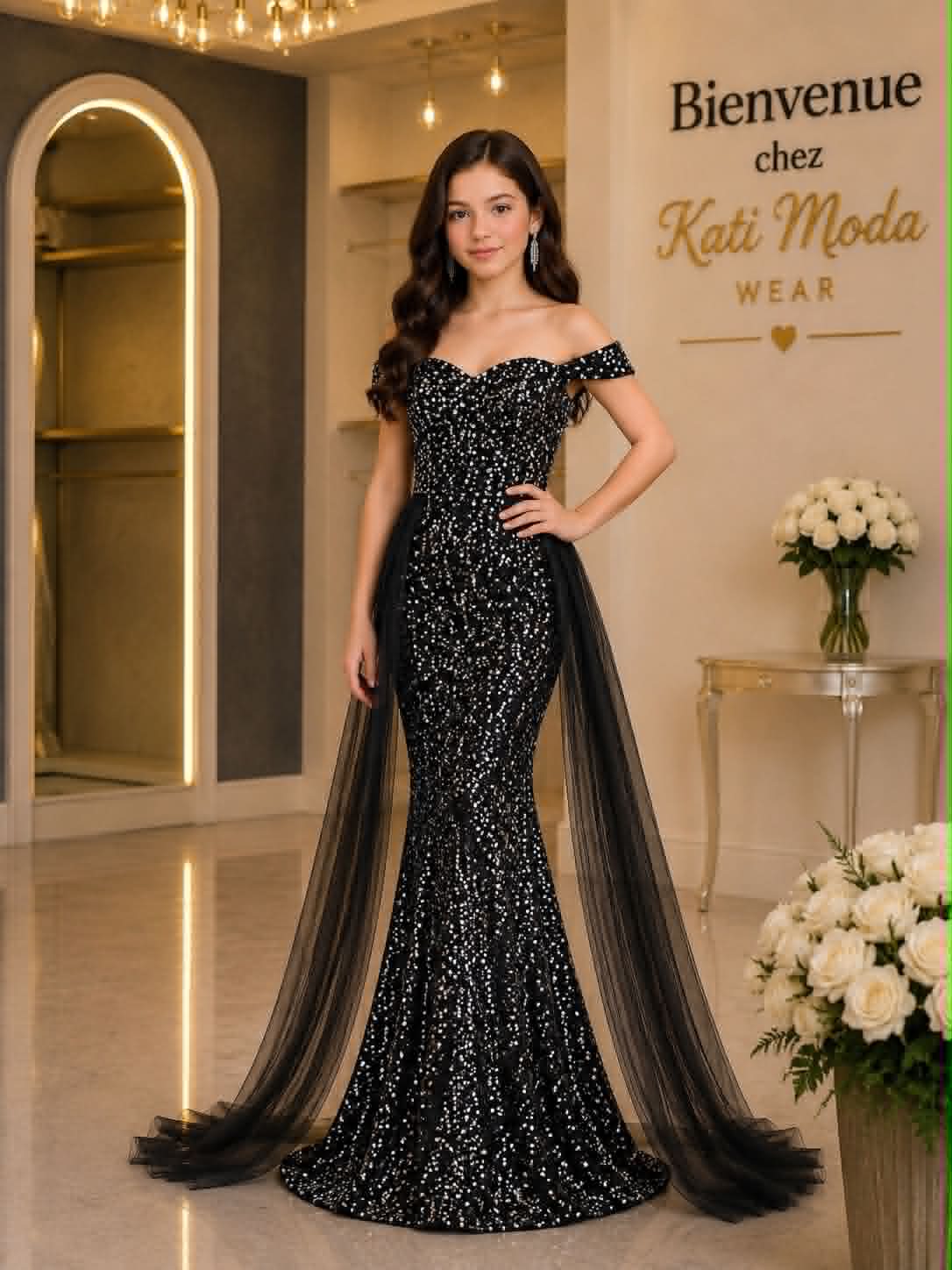 robe de soirée siréne avec voile