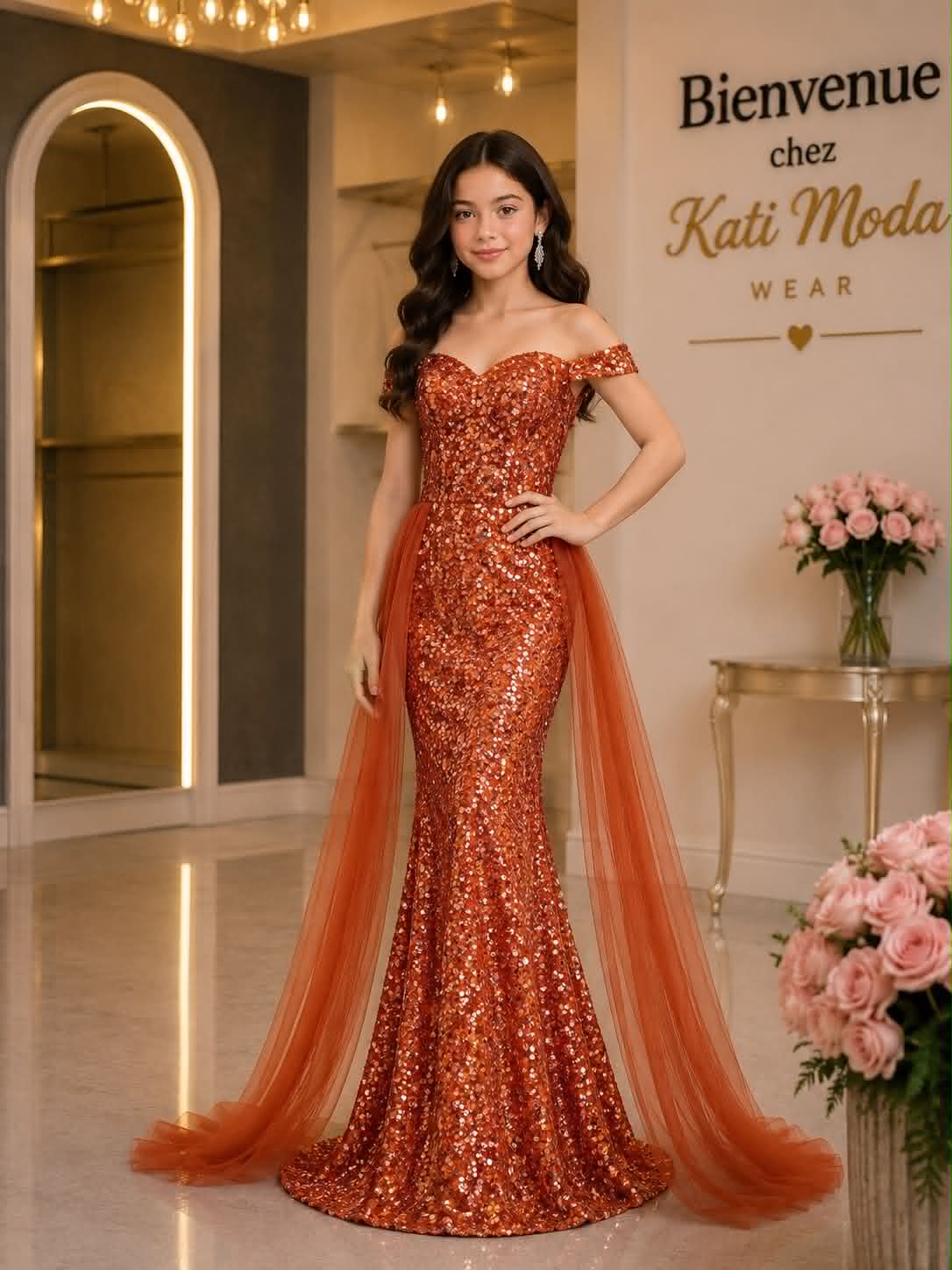 robe de soirée siréne avec voile