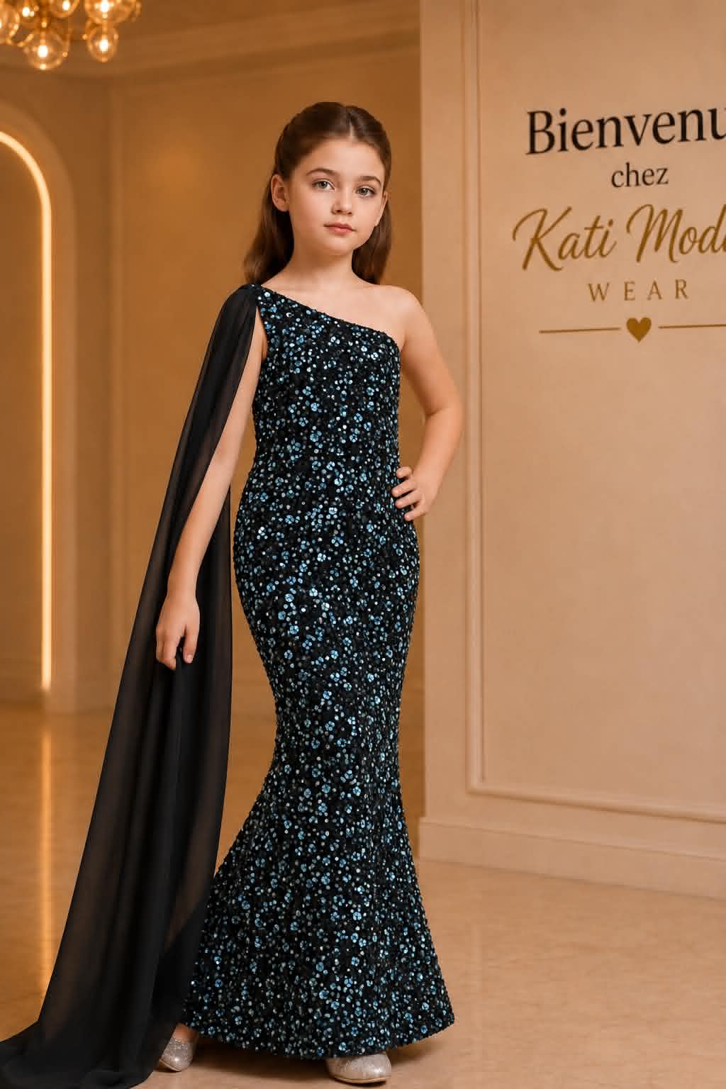 robe de soirée sirène avec foulard