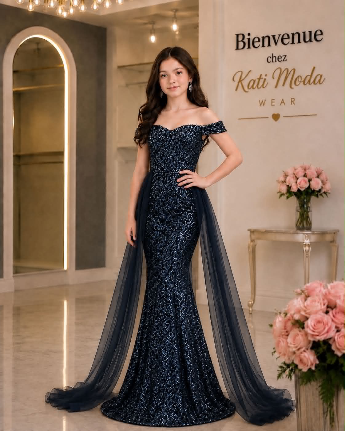 robe de soirée siréne avec voile